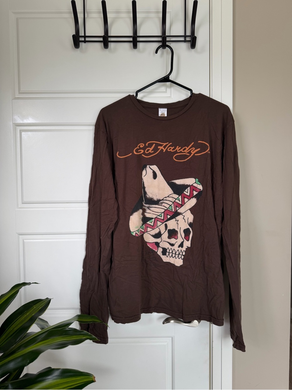 Ed Hardy Women’s Brown Long-Sleeve Graphic Tee